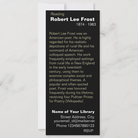 Robert Frost 招待状 (裏面)