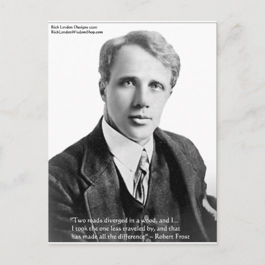 Robert Frost "Road Traveled"カードとギフトの引用文 ポストカード (正面)