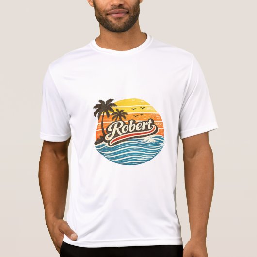 Robert Retro Sunset Name Design Tシャツ (正面)