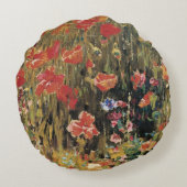 Robert Vonnohによるポピー、ヴィンテージ印象派 ラウンドクッション (裏面)