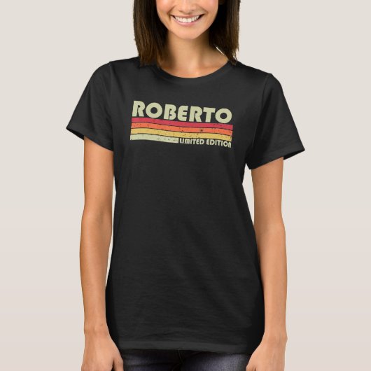 ROBERTOギフト名パーソナライズされたおもしろいレトロヴィンテージ Tシャツ (正面)
