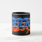 Roberto Vorname Name Graffiti blue orange Tasse マグカップ (中央)