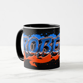 Roberto Vorname Name Graffiti blue orange Tasse マグカップ