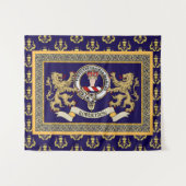 Robertson Clan Badge Personalized Blue タペストリー (正面(横))