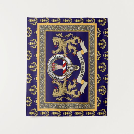 Robertson Clan Badge Personalized Blue タペストリー (正面)