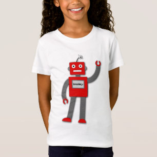 Robiレトロのロボット女の子の合われたティー Tシャツ