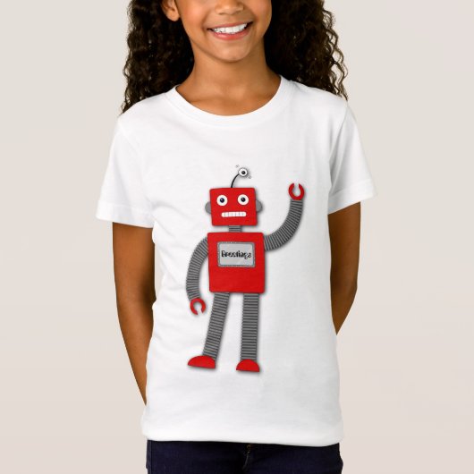 Robiレトロのロボット女の子の合われたティー Tシャツ (正面)