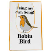 Robin Bird Funny Quote ミディアムペーパーバッグ (正面)