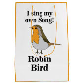 Robin Bird Funny Quote ミディアムペーパーバッグ (裏面)