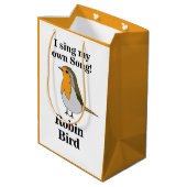 Robin Bird Funny Quote ミディアムペーパーバッグ (裏面アングル)