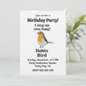 Robin Bird Funny Quote Birthday Party 招待状 (スタンド正面)