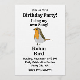 Robin Bird Funny Quote Birthday Party 招待状