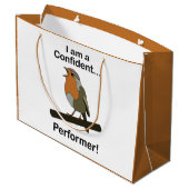 Robin Bird I am a Confident Performer Funny  ラージペーパーバッグ (裏面アングル)
