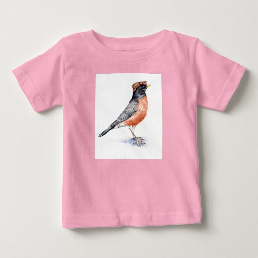 Robin Bird in Hat ベビーTシャツ (正面)