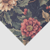 Robin Bird on a Holly Branch with Flowers 薄葉紙 (詳細)