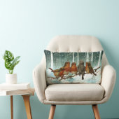 Robin Birds on Branch Snow Forest Winter Christmas ランバークッション (椅子)