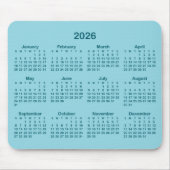 Robin Egg Blue and Dark Teal 2026 Calendar マウスパッド (正面)