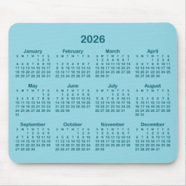 Robin Egg Blue and Dark Teal 2026 Calendar マウスパッド