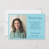 Robin Egg Blue Classic Photo Funeral Sympathy サンキューカード (正面)