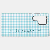 Robin Egg Blue Gingham Girly Signature Samsung Galaxyケース (裏面横)
