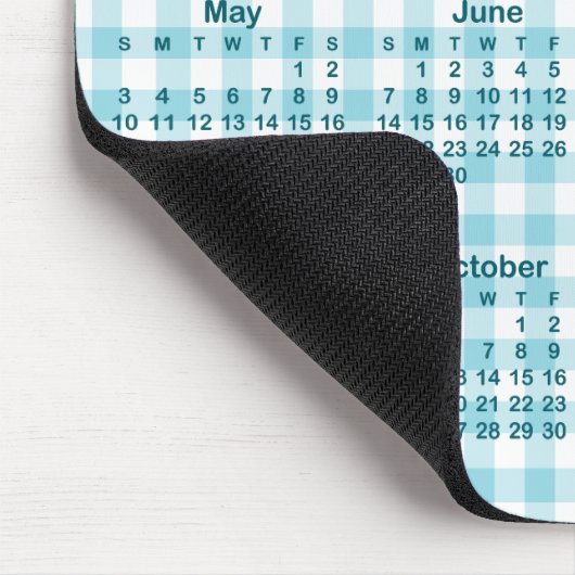 Robin Egg Blue Gingham Plaid 2026 Calendar マウスパッド (コーナー)