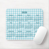 Robin Egg Blue Gingham Plaid 2026 Calendar マウスパッド (マウス)