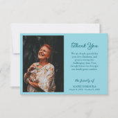 Robin Egg Blue Romantic Customize Photo Funeral  サンキューカード (正面)