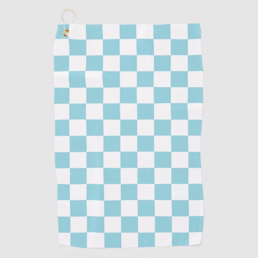 Robin Egg Blue with White Square Pattern ゴルフタオル (正面)