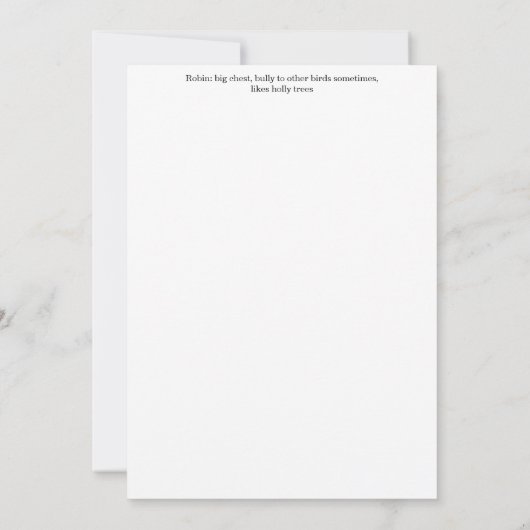 Robin Greeting Card 招待状 (裏面)