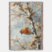 Robin in the snow スローブランケット (正面縦)
