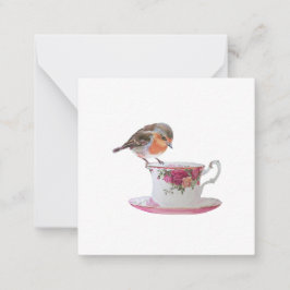 Robin on a Teacupはがきスタイルノートカード ノートカード