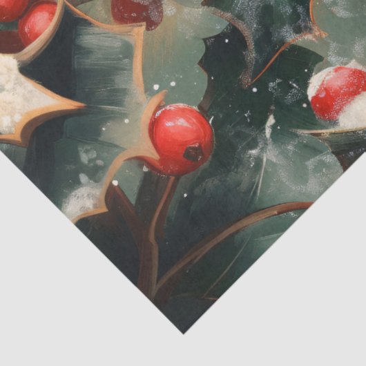 Robin on Holly Branch in Snow Decompage 薄葉紙 (詳細)