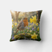 Robin Singing Into a Daffodil クッション (裏面)