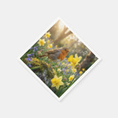 Robin Singing Into a Daffodil スタンダードカクテルナプキン (角)