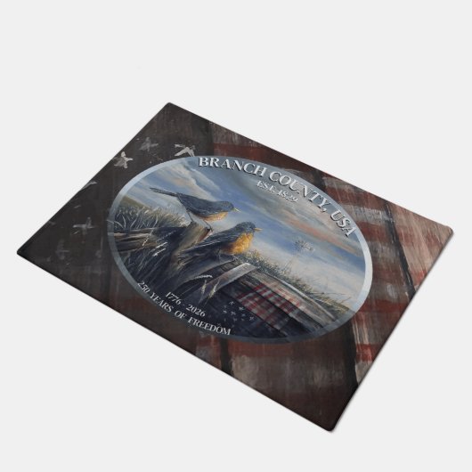 Robins 250 yr Branch Co mich ドアマット (アングル)