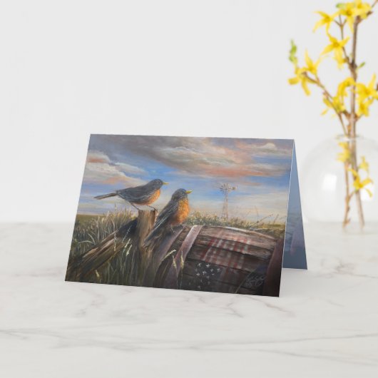 Robins 5 x 7" カード (黄色い花)