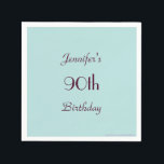 Robins Egg Blue, 90th Birthday Party，名前紙 スタンダードカクテルナプキン<br><div class="desc">ミニマ無地のリストのパステルロビンの卵の青の背景飾このおもしろいパーティー紙ナプキン。文字は濃い紫。デフォルトでは「90誕生日」と表示されるが、名前、年数、イベントの文字を簡単に変更できる。一致する紙プレートはzazzleアイテム256342842165745136である。All Rights Reserved © 2015 Alan & Marcia Socolik.</div>