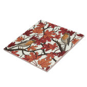 Robins in maple tree on off white タイル (側面)