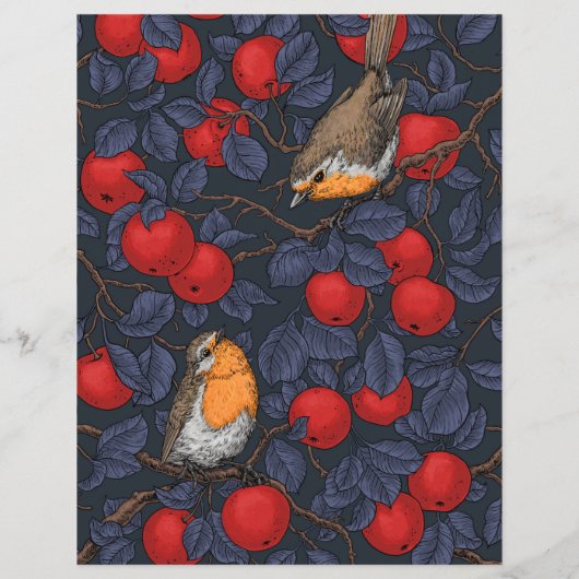 Robins in the apple tree/blue and red  (裏面)