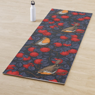 Robins in the apple tree/blue and red  ヨガマット
