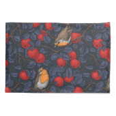 Robins in the apple tree/blue and red  枕カバー (裏面-左)
