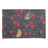 Robins in the apple tree/blue and red  枕カバー (正面右)