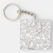 Robins in the apple tree/umber and white キーホルダー (正面)