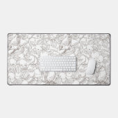 Robins in the apple tree/umber and white デスクマット (キーボード&マウス)