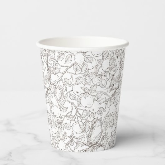 Robins in the apple tree/umber and white 紙コップ (裏面)