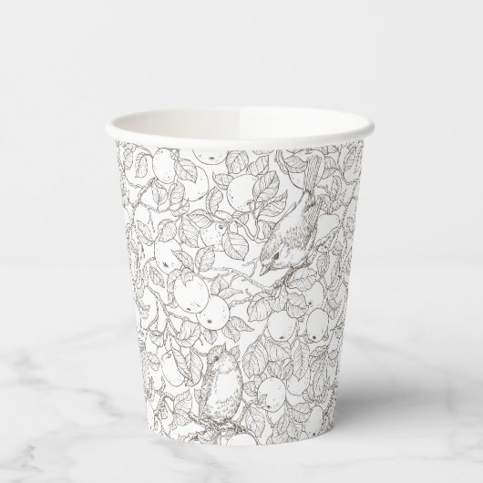 Robins in the apple tree/umber and white 紙コップ (左)