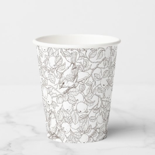 Robins in the apple tree/umber and white 紙コップ (正面)