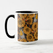 Robins in the autumn garden on black マグカップ (左)