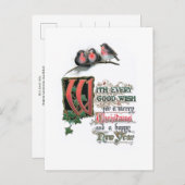 Robins & Ivyエレガントとの華美クリスマス文字 ポストカード (正面/裏面)