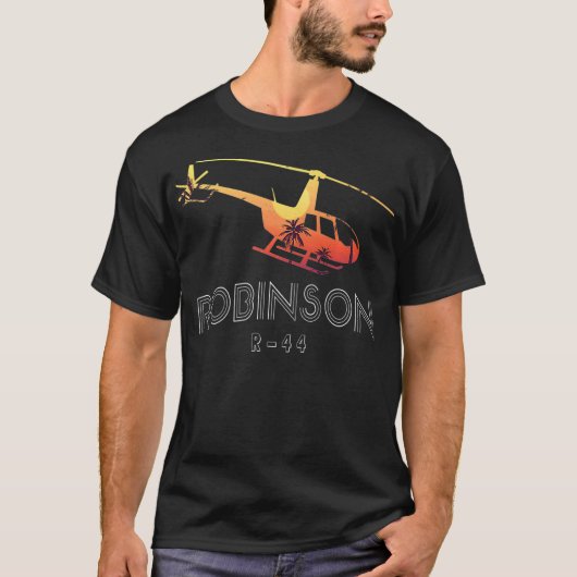 Robinson R44 Helicopter Helo Aviation Aviator Tシャツ (正面)